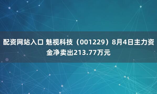 配资网站入口 魅视科技(001229)8月4日主力资金净卖出213.77万元